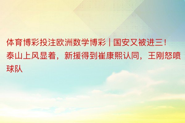 体育博彩投注欧洲数学博彩 | 国安又被进三！泰山上风显着，新援得到崔康熙认同，王刚怒喷球队